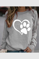 Women's Love dog paw footprint print round neck sweater women
