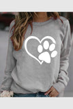 Women's Love dog paw footprint print round neck sweater women