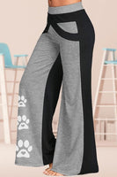 Women's Mid Waisted Wide Leg Yoga Pants dog paw