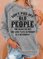 Women Solid Letter Print Loose Sweatshirt