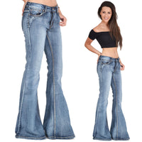 60s Faded Denim Hip Hugger Bell Bottoms Jeans