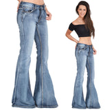 60s Faded Denim Hip Hugger Bell Bottoms Jeans
