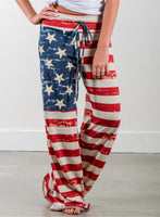 Women's Pants Mid Waist Flag Wide Leg Pants
