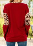Women's Sweatshirts Leopard Heart-shaped Print Long Sleeve Round Neck Casual Sweatshirt