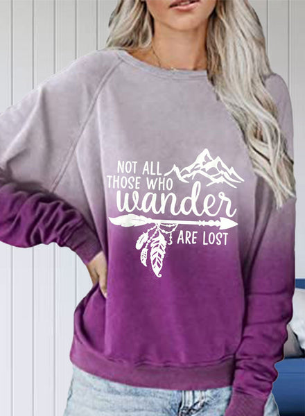 Women's Sweatshirts Color Block Letter Print Long Sleeve Round Neck Casual Basic Sweatshirt