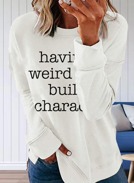 Women's Sweatshirts Letter Print Long Sleeve Round Neck Casual Basic Sweatshirt