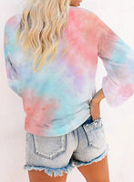 Women's Sweatshirts Tiedye Color Block Long Sleeve Round Neck Daily Sweatshirt