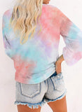 Women's Sweatshirts Tiedye Color Block Long Sleeve Round Neck Daily Sweatshirt