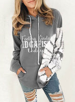Women's Hoodies Letter Solid Drawstring Pocket Long Sleeve Casual Hoodies