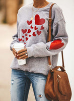 Women's Sweatshirts Heart-shaped Print Long Sleeve Round Neck Casual Sweatshirt