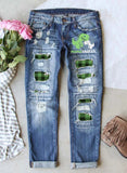 Women's Pants Low Waist Solid Slim Plaid Pants
