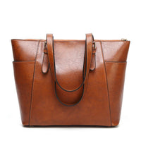 women'swax leather handbag large capacity tote bag