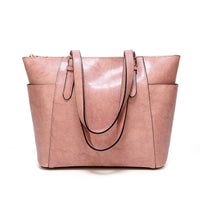 women'swax leather handbag large capacity tote bag