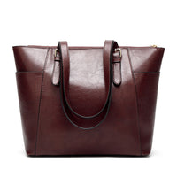women'swax leather handbag large capacity tote bag