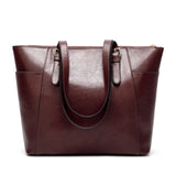 women'swax leather handbag large capacity tote bag