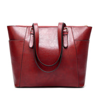 women'swax leather handbag large capacity tote bag