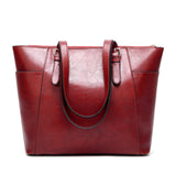 women'swax leather handbag large capacity tote bag