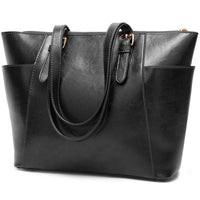 women'swax leather handbag large capacity tote bag