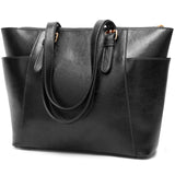 women'swax leather handbag large capacity tote bag