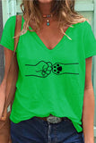Women's Dog Paw V-neck loose T-shirt