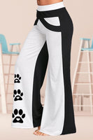 Women's Mid Waisted Wide Leg Yoga Pants dog paw