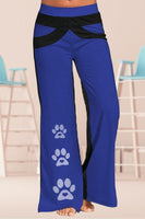 Women's Mid Waisted Wide Leg Yoga Pants dog paw