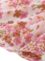 Women's Off Shoulder Long Bell Sleeve Floral Print Smocked Blouse Top