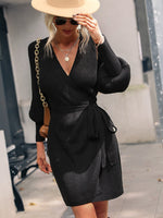 Casual Elegant Knit Dress Women Autumn Winter Solid Color Lace Up Mid-length Cardigan Female Off White Sweater