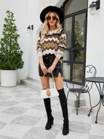 Charmingtrend Autumn Winter Vintage Striped Sweaters Women Oversized Knitwear Pullovers Femme Sweater O-Neck Tops