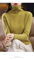 Women's  ready-to-wear pile collar sweater loose knit bottoming shirt turtle neck cashmere sweater top T-shirt