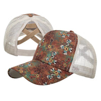 Women's Popular  printed cross ponytail hat, colored graffiti, sunscreen, duck tongue cap, baseball cap,