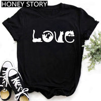 Cat and Dog Paw Print T-shirt short sleeve