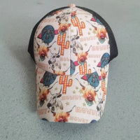 Women's Popular  printed cross ponytail hat, colored graffiti, sunscreen, duck tongue cap, baseball cap,