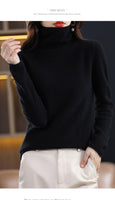 Women's  ready-to-wear pile collar sweater loose knit bottoming shirt turtle neck cashmere sweater top T-shirt