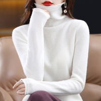 Women's  ready-to-wear pile collar sweater loose knit bottoming shirt turtle neck cashmere sweater top T-shirt
