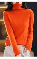 Women's  ready-to-wear pile collar sweater loose knit bottoming shirt turtle neck cashmere sweater top T-shirt