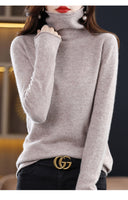 Women's  ready-to-wear pile collar sweater loose knit bottoming shirt turtle neck cashmere sweater top T-shirt