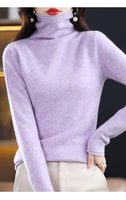 Women's  ready-to-wear pile collar sweater loose knit bottoming shirt turtle neck cashmere sweater top T-shirt