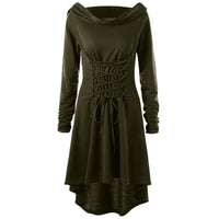 Women's Solid Festival Performance Dress Long Sleeve Hoodie top coat
