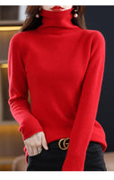 Women's  ready-to-wear pile collar sweater loose knit bottoming shirt turtle neck cashmere sweater top T-shirt