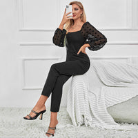 Women's  Long Sleeve Black jumpsuit ,sports suit