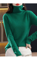 Women's  ready-to-wear pile collar sweater loose knit bottoming shirt turtle neck cashmere sweater top T-shirt