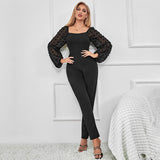 Women's  Long Sleeve Black jumpsuit ,sports suit
