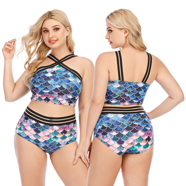 Split increase fat woman swimsuit big cup bikini Oni flower