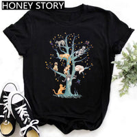 Cat and Dog Paw Print T-shirt short sleeve