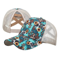 Women's Popular  printed cross ponytail hat, colored graffiti, sunscreen, duck tongue cap, baseball cap,