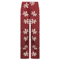 print design, high waist and wide leg jeans, women's street hanging, floor dragging