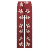 print design, high waist and wide leg jeans, women's street hanging, floor dragging