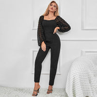 Women's  Long Sleeve Black jumpsuit ,sports suit