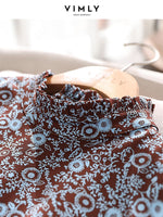 VIMLY Long Sleeve Floral Dress Women 2021 Autumn Elegant Vintage Dresses Office Lady A Line Long Dress Female Vestidos  F8750